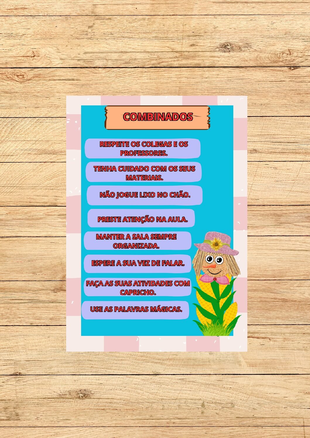 CARTAZ COMBINADOS TEMA FAZENDINHA 3X3