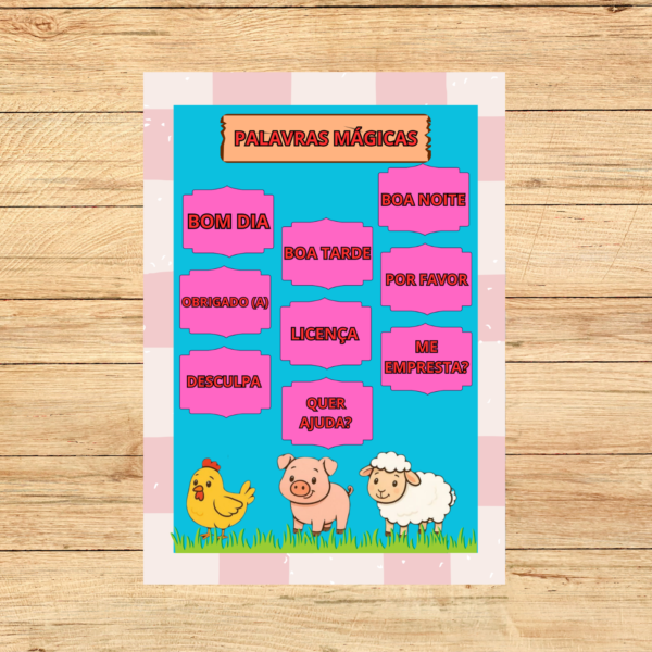 PALAVRAS MAGICAS KIT DE SALA TEMA FAZENDINHA 3X3