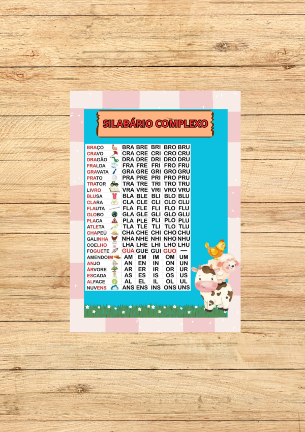 SILABÁRIO COMPLEXO KIT DE SALA TEMA FAZENDINHA 3X3