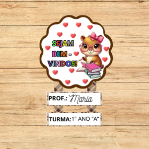 PLACA BEM-VINDO CAPIVARAS FOFAS