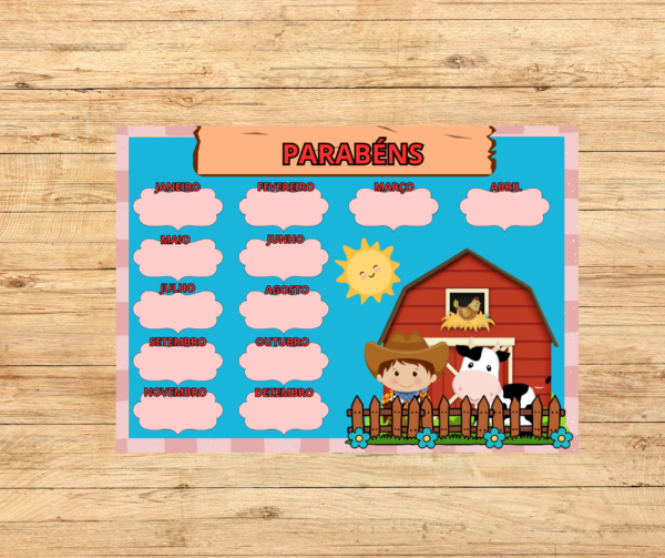 PARABÉNS KIT DE SALA TEMA FAZENDINHA 3X3
