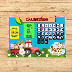 CALENDÁRIO TEMA FAZENDINHA 3X3