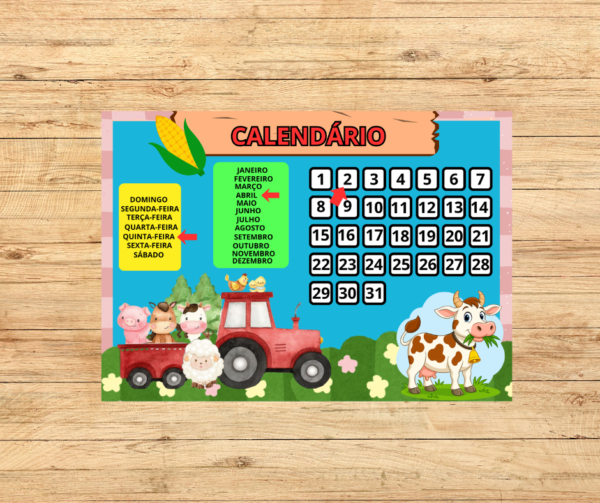 CALENDÁRIO TEMA FAZENDINHA 3X3