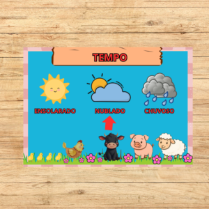 CARTAZ TEMPO TEMA FAZENDINHA 3X3