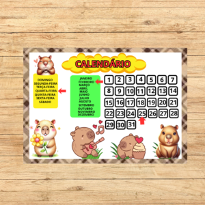 CALENDÁRIO CAPIVARAS FOFAS 3X3
