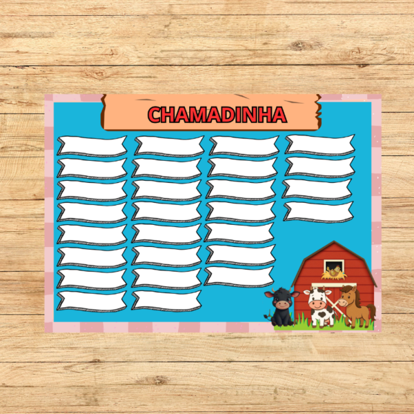 CHAMADINHA KIT DE SALA TEMA FAZENDINHA 3X3