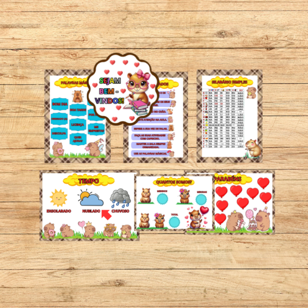 KIT DE SALA CAPIVARAS FOFAS 2X2