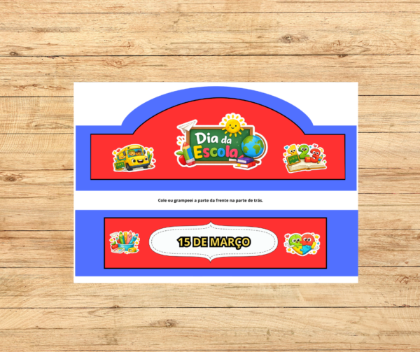 COROA DIA DA ESCOLA AZUL E VERMELHO